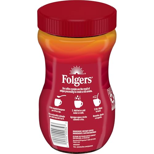  Folgers Classic Roast Instant Coffee, Rich Flavor for Morning Brew, Perfect for Busy Mornings, 8 Ounces
| Folgers Class