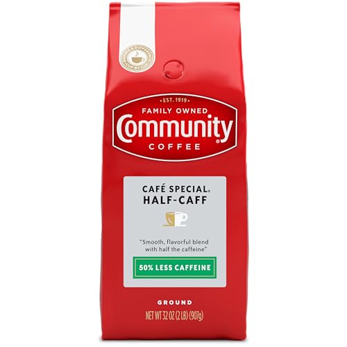  Community Coffee Cafe Special Half-Caff Medium Dark Roast Ground Coffee for Mornings and Special Occasions, 12 Ounces (