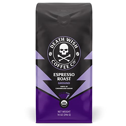Death Wish Coffee Organic and Fair Trade Dark Roast Ground Coffee for Health-Conscious Coffee Lovers, Ideal for Morning 