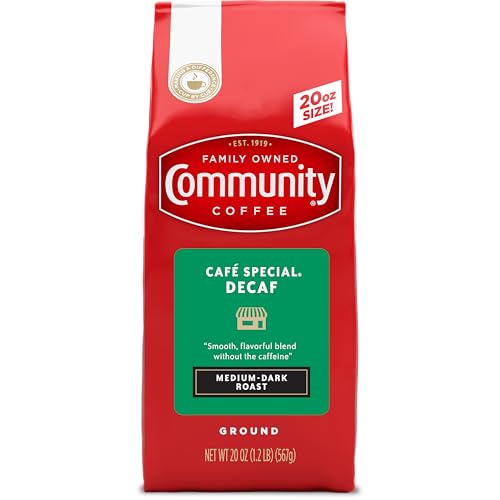  Community Coffee Cafe Special Half-Caff Medium Dark Roast Ground Coffee for Mornings and Special Occasions, 12 Ounces (