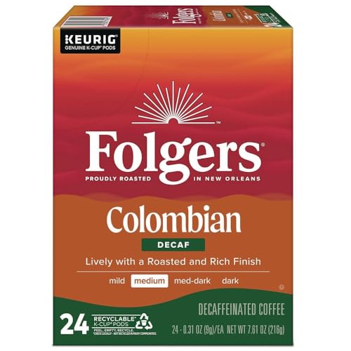  Folgers Colombian Decaf Coffee, Medium Roast, Keurig K-Cup Pods, 10 Count Box - Perfect for Busy Mornings
| Folgers Col