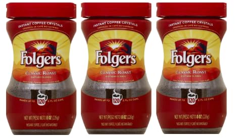  Folgers Classic Roast Instant Coffee, Rich Flavor for Morning Brew, Perfect for Busy Mornings, 8 Ounces
| Folgers Class