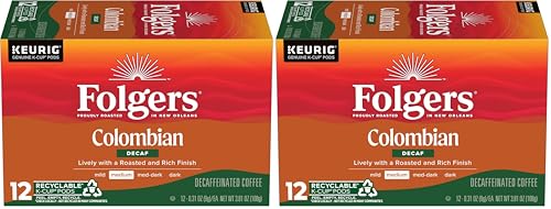  Folgers Colombian Decaf Coffee, Medium Roast, Keurig K-Cup Pods, 10 Count Box - Perfect for Busy Mornings
| Folgers Col