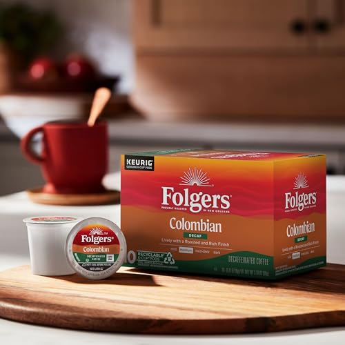  Folgers Colombian Decaf Coffee, Medium Roast, Keurig K-Cup Pods, 10 Count Box - Perfect for Busy Mornings
| Folgers Col