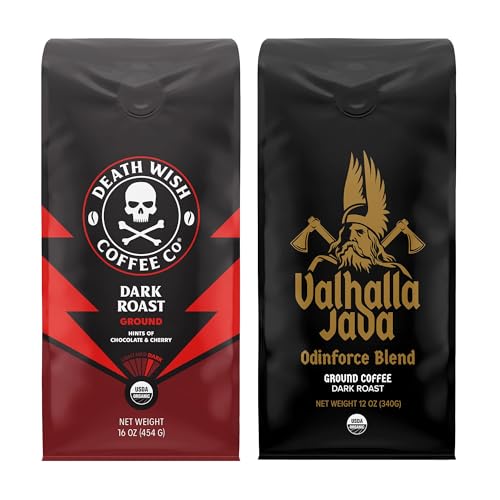 Death Wish Coffee Organic and Fair Trade Dark Roast Ground Coffee for Health-Conscious Coffee Lovers, Ideal for Morning 