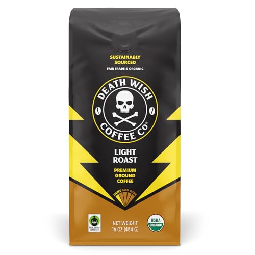 Death Wish Coffee Organic and Fair Trade Dark Roast Ground Coffee for Health-Conscious Coffee Lovers, Ideal for Morning 