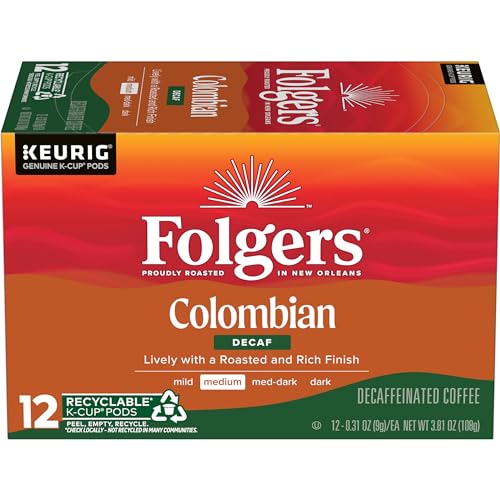  Folgers Colombian Decaf Coffee, Medium Roast, Keurig K-Cup Pods, 10 Count Box - Perfect for Busy Mornings
| Folgers Col