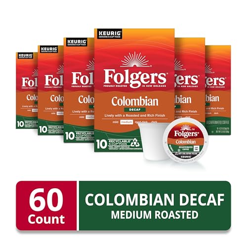  Folgers Colombian Decaf Coffee, Medium Roast, Keurig K-Cup Pods, 10 Count Box - Perfect for Busy Mornings
| Folgers Col