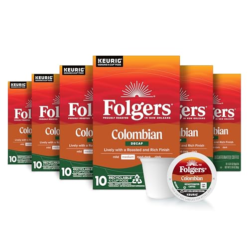  Folgers Colombian Decaf Coffee, Medium Roast, Keurig K-Cup Pods, 10 Count Box - Perfect for Busy Mornings
| Folgers Col