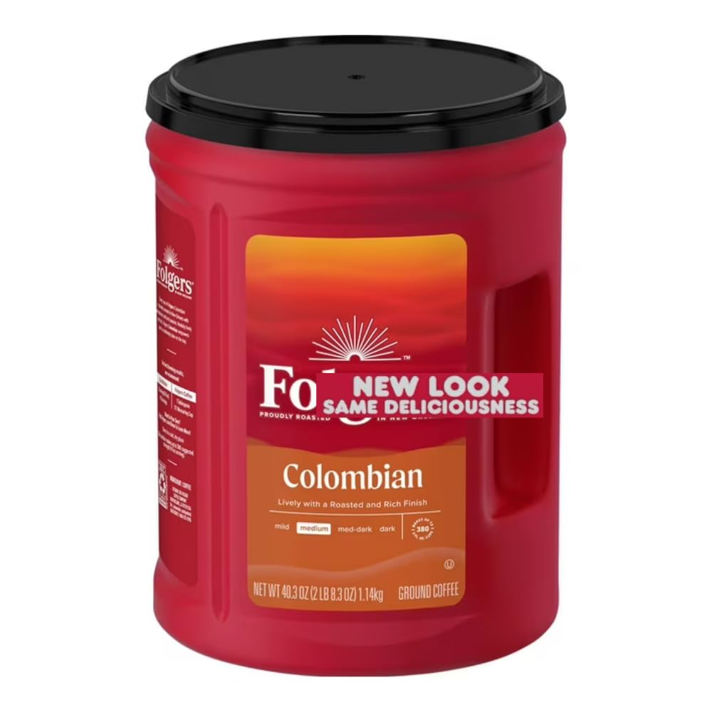  Fogers 100% Colombian Medium Roast Ground Coffee for Coffee Lovers, Perfect for Mornings, Rich Flavor, 40.3 Ounce (1 Pa