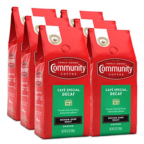  Community Coffee Cafe Special Half-Caff Medium Dark Roast Ground Coffee for Mornings and Special Occasions, 12 Ounces (
