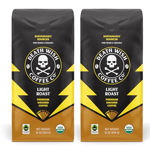 Death Wish Coffee Organic and Fair Trade Dark Roast Ground Coffee for Health-Conscious Coffee Lovers, Ideal for Morning 