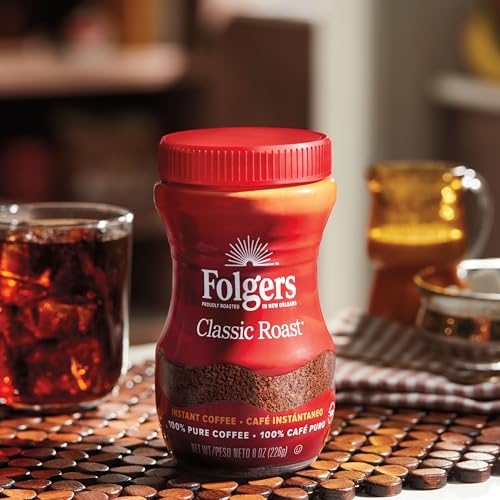  Folgers Classic Roast Instant Coffee, Rich Flavor for Morning Brew, Perfect for Busy Mornings, 8 Ounces
| Folgers Class