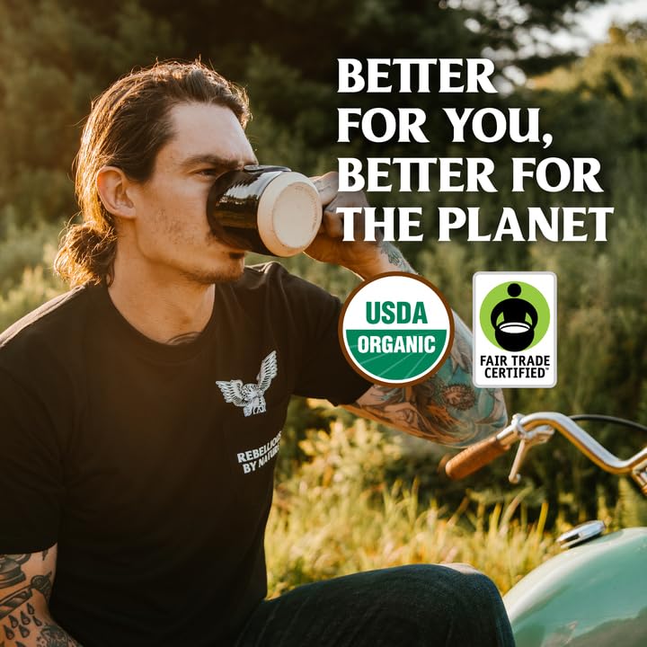 Death Wish Coffee Organic and Fair Trade Dark Roast Ground Coffee for Health-Conscious Coffee Lovers, Ideal for Morning 