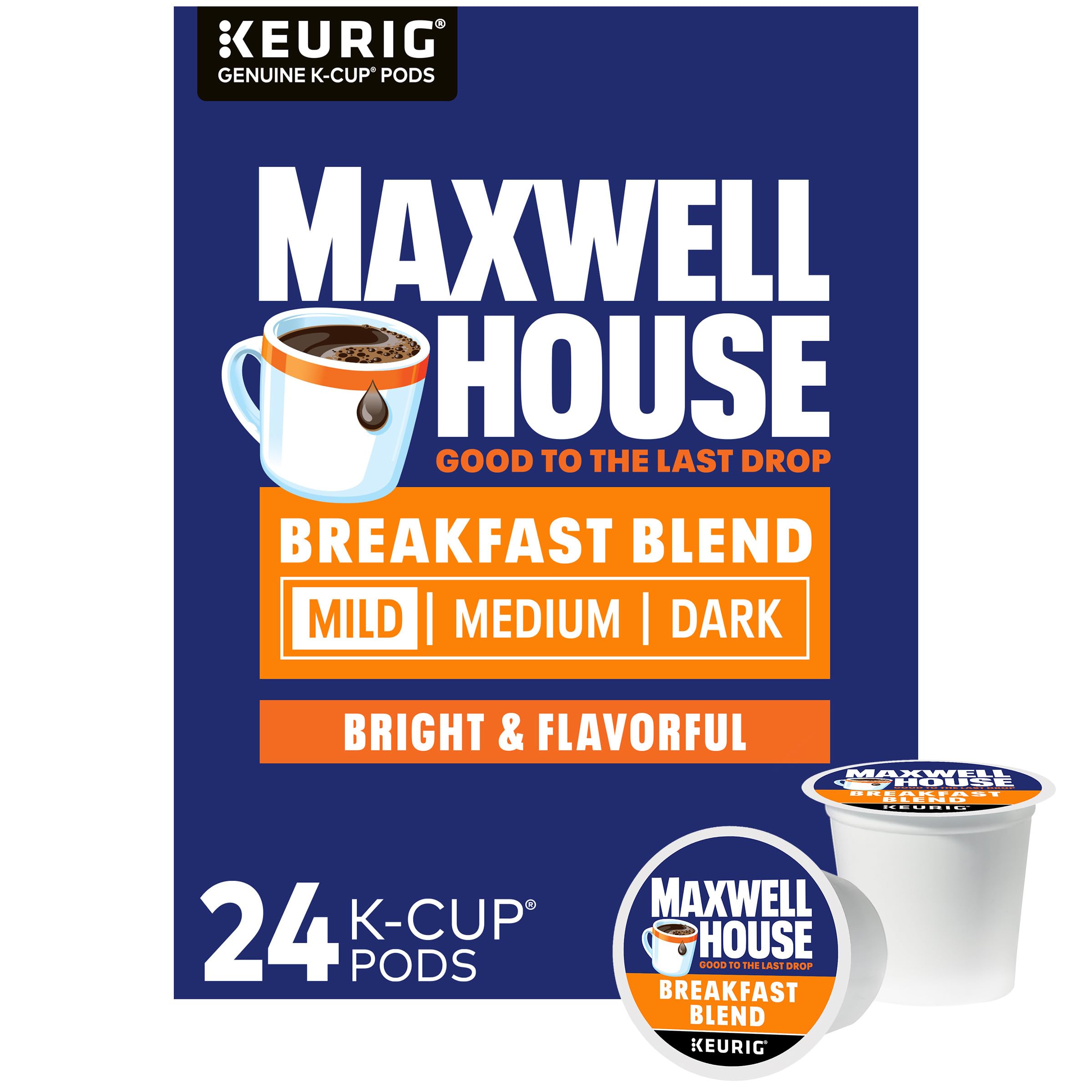  Maxwell House Breakfast Blend Light Roast K-Cup® Coffee Pods, Fresh Brewed Taste for Morning Boost, 24 ct. Box
| Maxwel