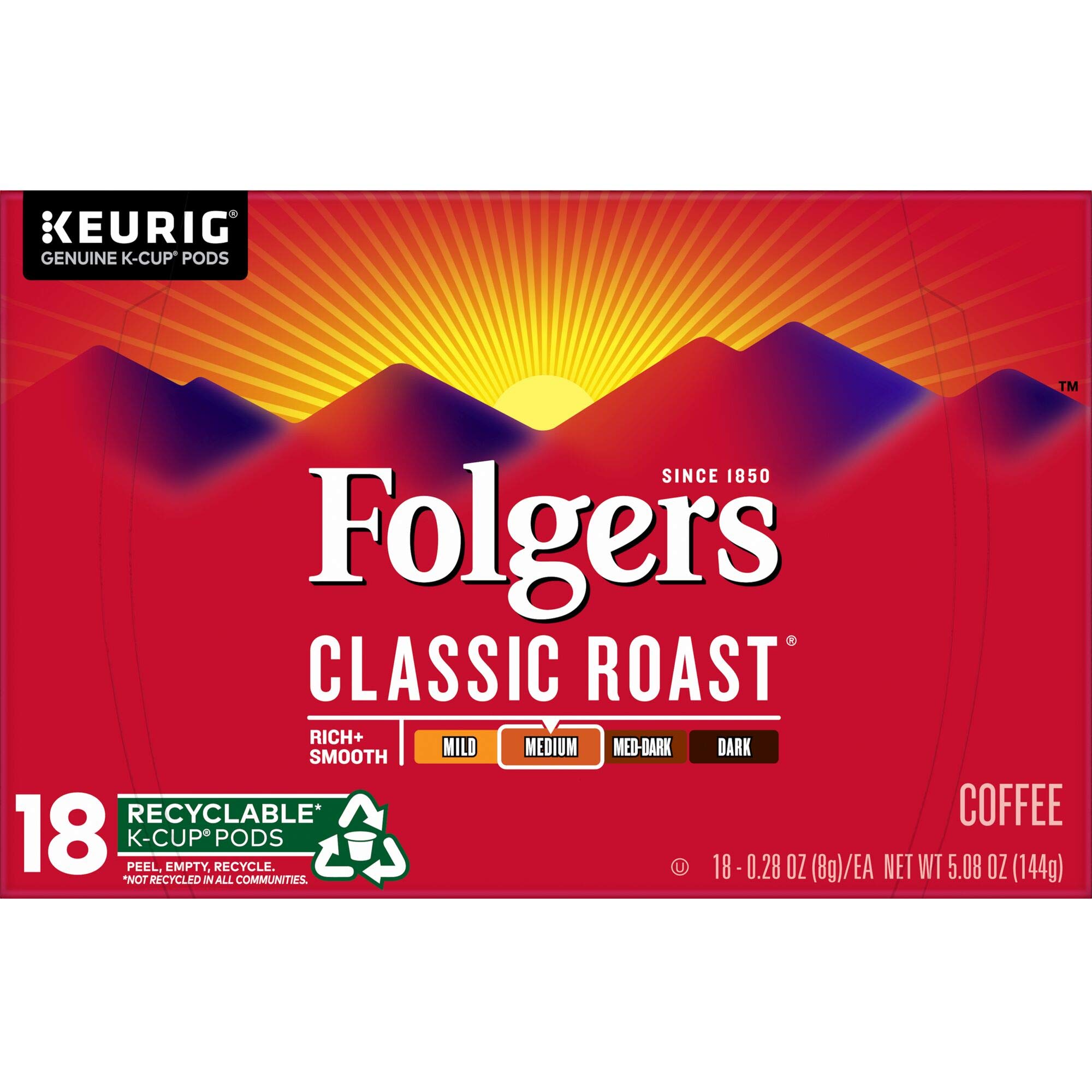  High-Quality Medium Roast K-Cup Pods for Keurig Brewers by Folgers, Perfect for Morning Coffee Lovers, Office or Home U