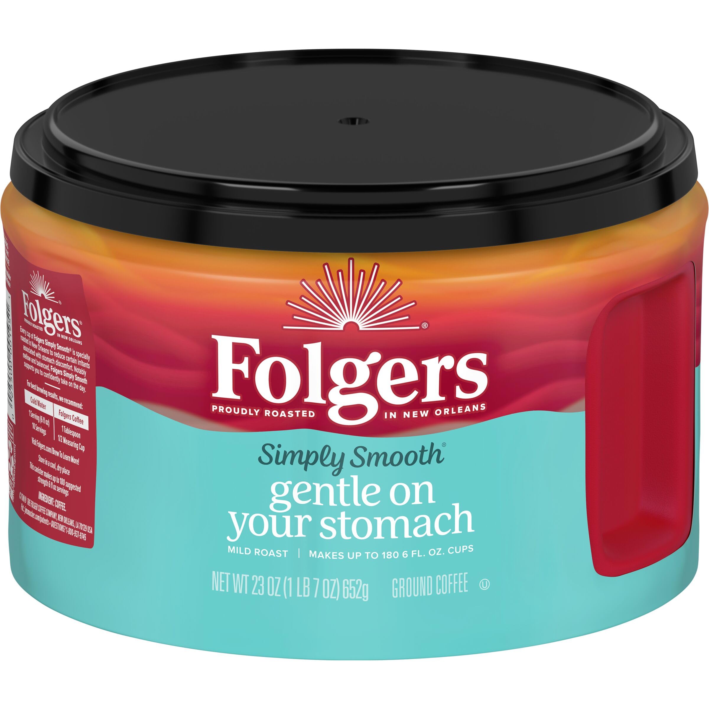  Folgers Simply Smooth Mild Roast Ground Coffee, Gently on Your Stomach, Best for Daily Brew, 23 Ounces (Pack of 6)
| Fo