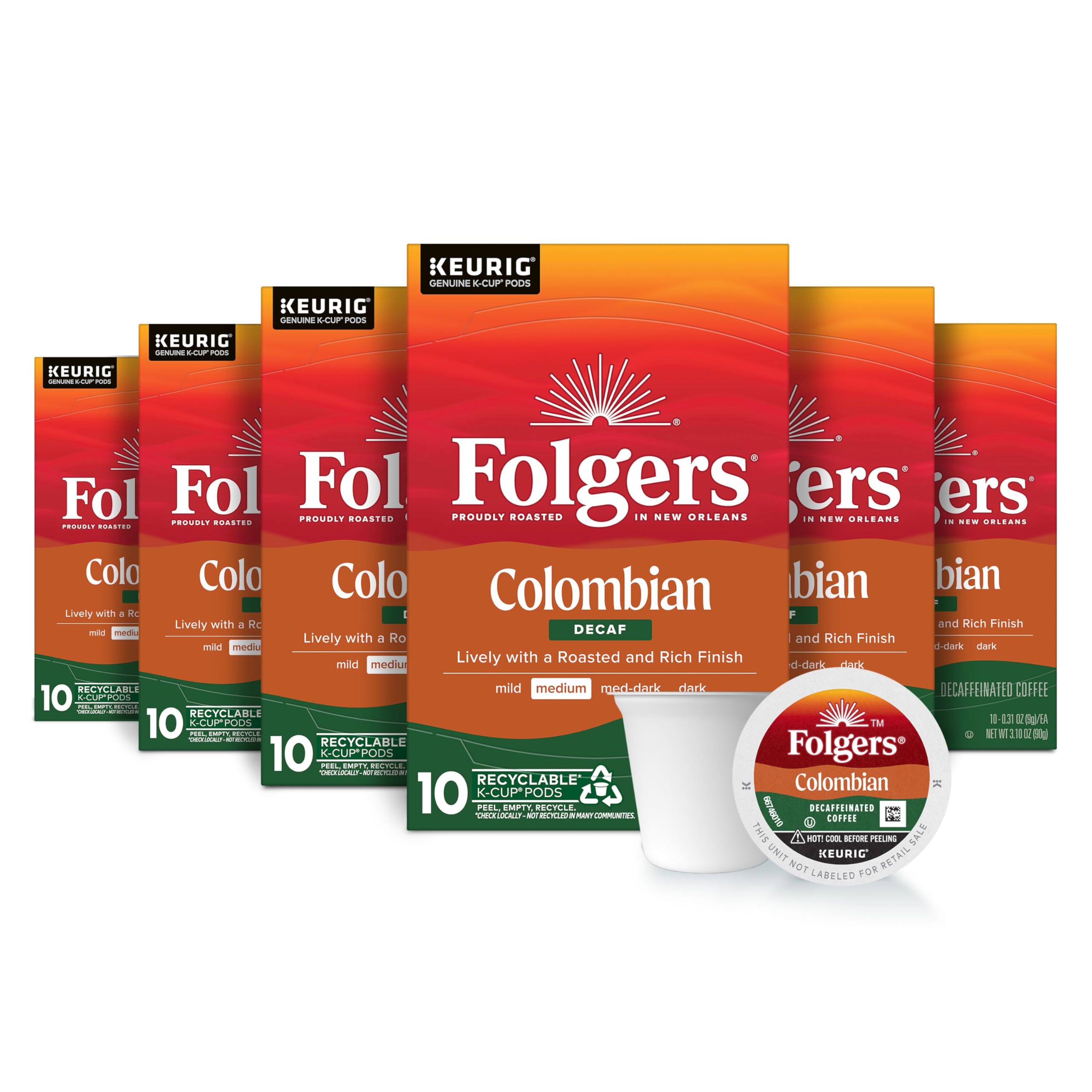  Folgers Colombian Decaf Coffee, Medium Roast, Keurig K-Cup Pods, 10 Count Box - Perfect for Busy Mornings
| Folgers Col