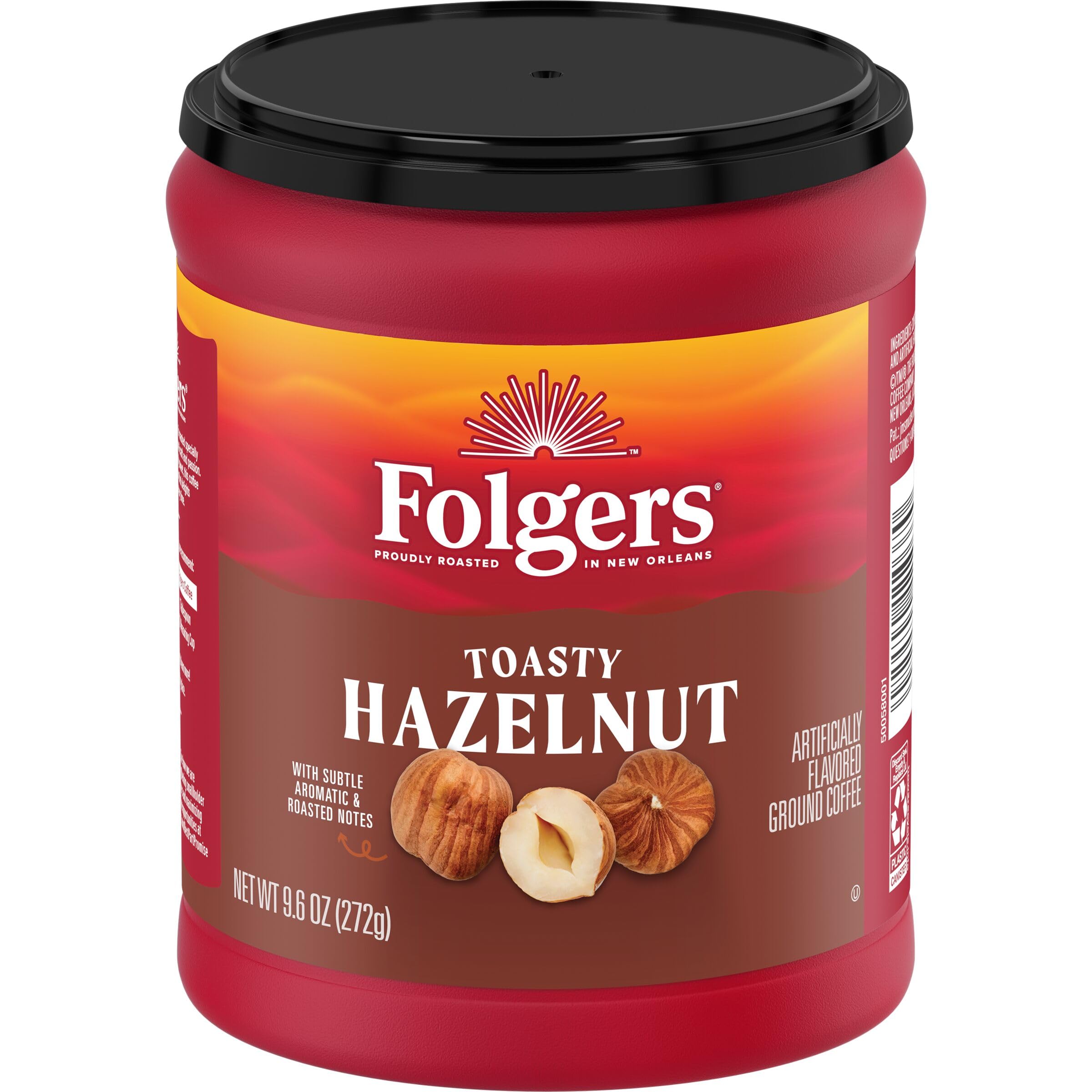  9.6 Ounce Canister Folgers Toasty Hazelnut Flavored Ground Coffee, Perfect for Coffee Lovers, Morning Brew
| 9.6 Ounce 