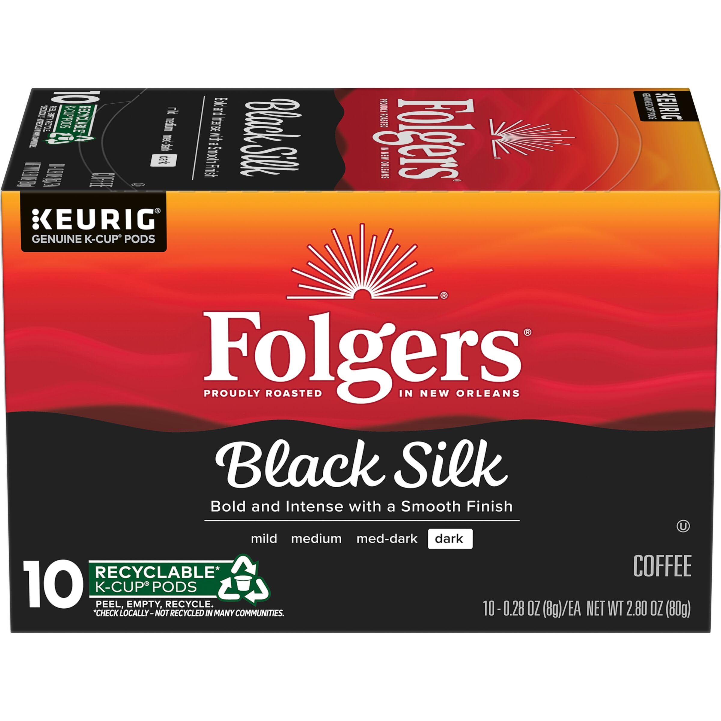  Folgers Black Silk Dark Roast Coffee, Keurig K-Cup Pods for Compact Coffee Makers, Office and Home Use, Rich Flavor_pro